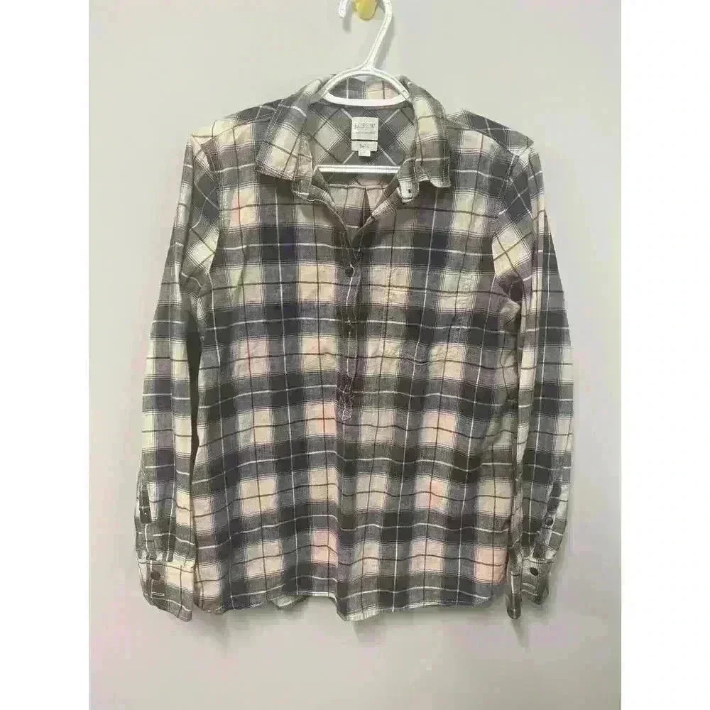 J.Crew womens plaid popover shirt size medium